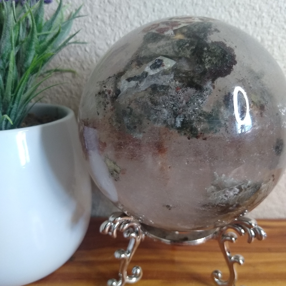 Natural Stone Sphere on Silver Stand